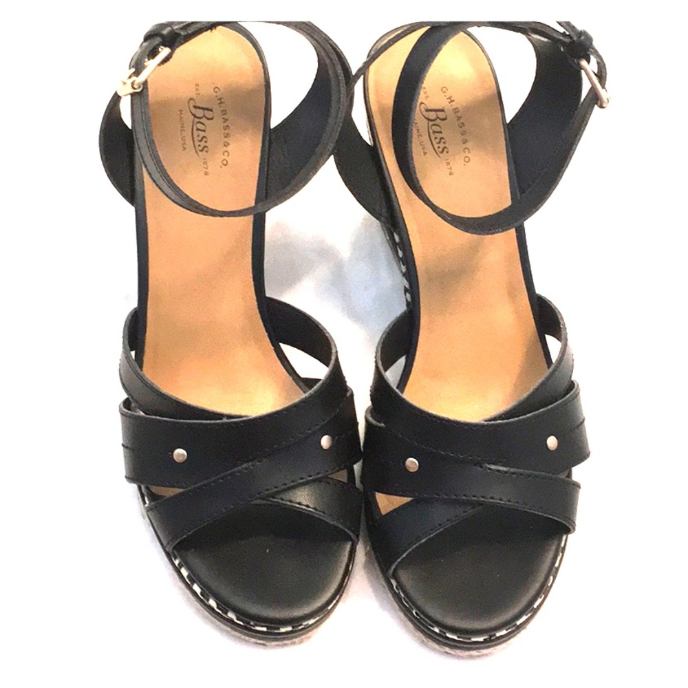 G . H. Bass Black WEDGES size 6.5 - Picture 4 of 6